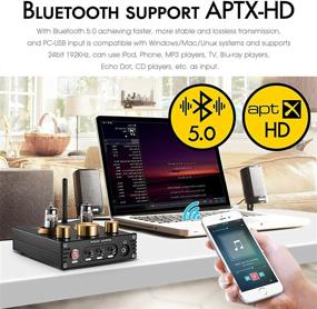 img 2 attached to Премиальный ламповый предусилитель Bluetooth 5.0 P1: Улучшите свой аудио-опыт с головным усилением Hi-Fi Valve, беспроводной связью, USB DAC и поддержкой APTX-HD.