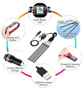 img 2 attached to 🚗 EECOO Interior Car Lights - Multi-Color LED Strip Lights with 48 LEDs, Music Sync, Sound Active Function, Waterproof Under Dash Lighting Kit, Remote Control, Car Charger Included, DC 5V