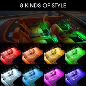 img 3 attached to 🚗 EECOO Interior Car Lights - Multi-Color LED Strip Lights with 48 LEDs, Music Sync, Sound Active Function, Waterproof Under Dash Lighting Kit, Remote Control, Car Charger Included, DC 5V