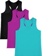 👚 girl's sleeveless racerback crop top for ballet, gymnastics, and dancewear - 3 pieces logo