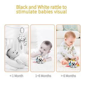 img 1 attached to 👶 Jollybaby High Contrast Baby Toys: A Visual Stimulation for Newborns and Infants - Black and White Stroller Toy, Car Seat Toy, Plush Rattles, and Hanging Cube Toy