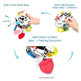 img 3 attached to 👶 Jollybaby High Contrast Baby Toys: A Visual Stimulation for Newborns and Infants - Black and White Stroller Toy, Car Seat Toy, Plush Rattles, and Hanging Cube Toy