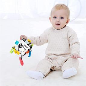 img 2 attached to 👶 Jollybaby High Contrast Baby Toys: A Visual Stimulation for Newborns and Infants - Black and White Stroller Toy, Car Seat Toy, Plush Rattles, and Hanging Cube Toy