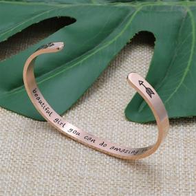 img 2 attached to 💪 Stainless Steel Joycuff Motivational Bracelet: Open Engraved Inspirational Jewelry for Women