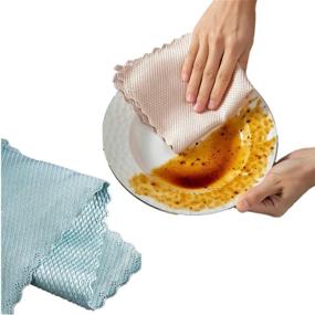 img 3 attached to 🧼 Lustrous Fish Scale Design: 20-Pack Kitchen Mirror Rags with Scrubbing Poly Scour Mesh – Reusable Microfiber Cloths for Glass Cleaning, Dishwashing, Window Cleaning, Car Mirrors, and Stainless Steel