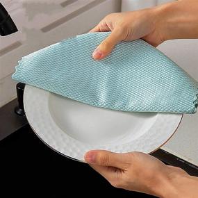 img 2 attached to 🧼 Lustrous Fish Scale Design: 20-Pack Kitchen Mirror Rags with Scrubbing Poly Scour Mesh – Reusable Microfiber Cloths for Glass Cleaning, Dishwashing, Window Cleaning, Car Mirrors, and Stainless Steel