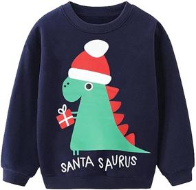img 4 attached to Adorable Dino Christmas Sweatshirts for Toddler Boys: Santa Crewneck Tops and Tees (2-7 Years)