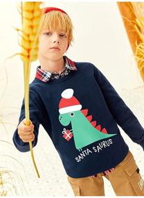 img 2 attached to Adorable Dino Christmas Sweatshirts for Toddler Boys: Santa Crewneck Tops and Tees (2-7 Years)