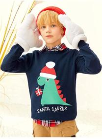 img 3 attached to Adorable Dino Christmas Sweatshirts for Toddler Boys: Santa Crewneck Tops and Tees (2-7 Years)