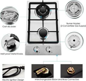 img 1 attached to 🔥 12" Built-in Gas Cooktop: Stainless Steel Stove Top with 2 High Efficiency Burners - NG/LPG Convertible for RVs, Home, and Outdoor Cooking