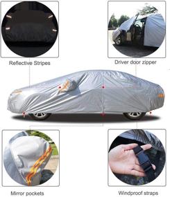 img 2 attached to 🚗 Kayme Waterproof Car Cover for Sedans - All Weather UV, Rain, and Sun Protection with Zipper Mirror Pocket - Fits Sedans (182 to 193 Inch) - 3XL Size