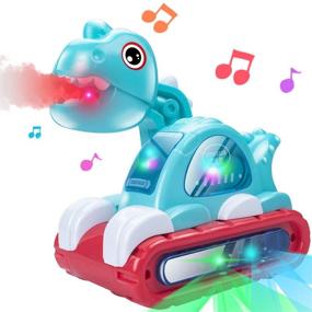 img 4 attached to 🦖 Музыкальная игрушка для малышей динозавр UNIH: идеальное веселье для ползания с туманом и огнями для мальчиков и девочек от 6 до 18 месяцев