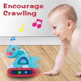 img 1 attached to 🦖 UNIH Musical Baby Dinosaur Car Toy: Perfect Crawling Fun with Mist and Lights for 6-18 Month Boys and Girls
