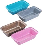 🍞 set of 4 medium loaf bread pans with non-stick coating - carbon steel baking pan in gold, pink, blue, and grey - ensuring safety for your bread loaves logo