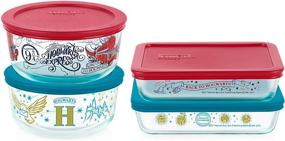 img 4 attached to 🧙 Magical Pyrex Harry Potter Decorated Glass Food Storage 8-pc Set, Perfect for Fans