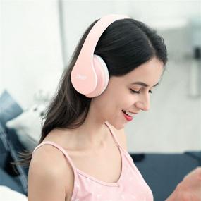 img 1 attached to 🎧 Enhance Your Audio Experience with zihnic Wireless Over-Ear Headset: Deep Bass, Bluetooth, and Mic - Ideal for Cell Phone, TV, PC - Soft Earmuffs & Lightweight for Prolonged Wearing (Light Pink)