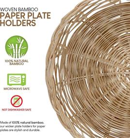 img 3 attached to 🍽️ Stock Your Home 10-Inch Bamboo Paper Plate Holder (4 Count) - Wicker Heavy Duty, Reusable & Stylish Paper Plate Holders