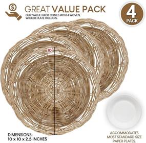 img 2 attached to 🍽️ Stock Your Home 10-Inch Bamboo Paper Plate Holder (4 Count) - Wicker Heavy Duty, Reusable & Stylish Paper Plate Holders