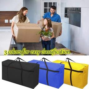 img 3 attached to 👜 3-Piece Set of Rowland Harbor Extra Large 31.7 Gallon Heavy Duty Storage Bags with Sturdy Handle - Ideal for Moving, Traveling, Camping, Festive Decorations Storage - Blue, Black, Yellow