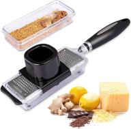 🔪 multi-purpose ginger grater tool: cheese grater, lemon zester with catcher, stainless steel mini grater with container, nutmeg grinder - perfect kitchen tools for garlic, chocolate, vegetables & fruits logo