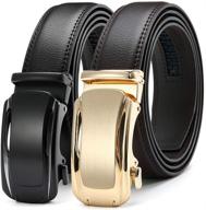 👖 men's adjustable ratchet leather belt with automatic buckle - enhanced seo logo