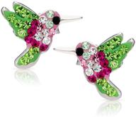 💎 bling bijoux colorful crystal hummingbird earrings: stunning 925 sterling silver studs for women and girls - hypoallergenic, never rust, with free gift box! logo