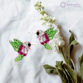 img 1 attached to 💎 BLING BIJOUX Colorful Crystal Hummingbird Earrings: Stunning 925 Sterling Silver Studs for Women and Girls - Hypoallergenic, Never Rust, with Free Gift Box!