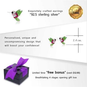 img 3 attached to 💎 BLING BIJOUX Colorful Crystal Hummingbird Earrings: Stunning 925 Sterling Silver Studs for Women and Girls - Hypoallergenic, Never Rust, with Free Gift Box!