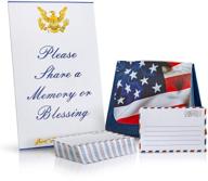 american flag note card box with set of cards - share a memory card for celebration of life, unique funeral gift memorial decorations - ideal for military retirement, honoring usa veterans logo