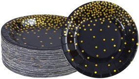 img 4 attached to 🎉 Aneco 60-Piece Black Bronzing Disposable Paper Plates | Elegant Gold Foil Polka Dot Plates for Party, Graduation, Wedding, Anniversary & Birthday