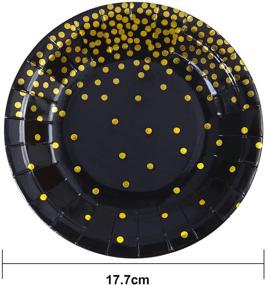 img 3 attached to 🎉 Aneco 60-Piece Black Bronzing Disposable Paper Plates | Elegant Gold Foil Polka Dot Plates for Party, Graduation, Wedding, Anniversary & Birthday