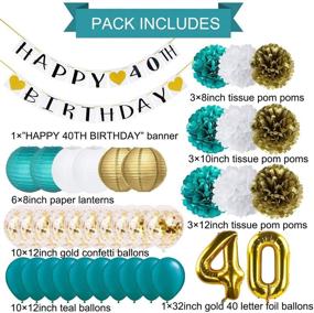 img 3 attached to 🎉 Stunning 40th Birthday Decorations for Women: Teal & Gold Confetti Latex Balloons, Tissue Pom Poms, and More!