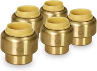 🔌 supply giant vqtf12-5 plug end cap pipe fitting: push to connect pex copper, cpvc, 1/2 inch, brass - pack of 5 логотип