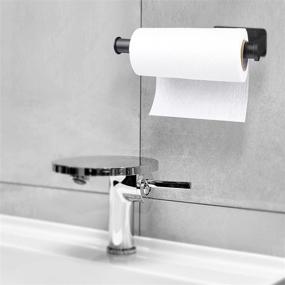 img 2 attached to 🔧 KeeGan 13 Inch Black Wall Mount Paper Towel Holder: Self-Adhesive or Screw Option, Vertical or Horizontal Placement (1pc)