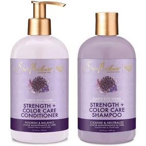 img 4 attached to Shea Moisture Purple Rice Water Strength & Color Care Shampoo and Conditioner Set - 13.5oz Shampoo, 12.5oz Conditioner