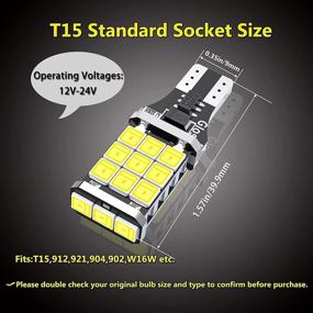 img 3 attached to 🚗 921 912 T15 светодиодная лампа для автомобиля - ультра яркий 1100 люмен - 15SMD 2835 чипов - безошибочная система Canbus - замена для фонарей заднего хода - 6500K ксеноново-белый - 4 шт.