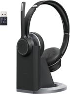 🎧 premium bluetooth headset with 110hrs charging base: usb adapter, cvc8.0 noise cancelling, bluetooth 5.0 headphones for pc, cellphone, skype, zoom, teams, home office & call center logo