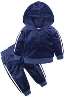 👕 velvet hooded tracksuit sweatshirt top + sweatpants hoodie outfit set for boys and girls logo