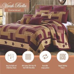 img 3 attached to Western Bedding King Size - Virah Bella Homestead Reversible Patchwork Quilt - 3-Piece Comforter Set with Decorative Pillow Shams