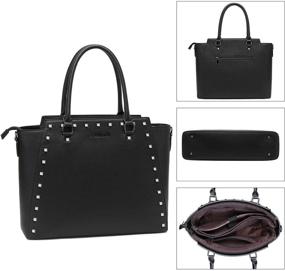 img 2 attached to 👜 Black Laptop Tote Bag for Women with 15.6 Inch Stand Upright Design, Padded Computer Bags Featuring Long Strap