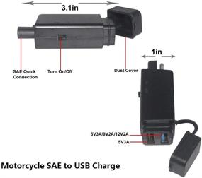 img 4 attached to 🏍️ SPARKING Motorcycle SAE to USB Adapter Cable - Fast Dual USB QC 3.0 Charger Kit for Phone Tablet GPS - 5V 3A 9V 12V 2A - 6FT Ring Terminal Harness included (SAE TO USB)