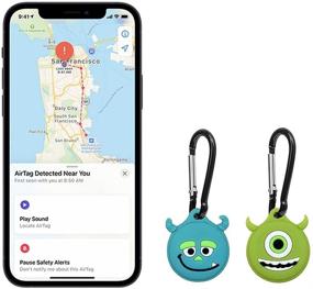img 3 attached to Защитный силиконовый чехол для AirTags - дизайн Monster Mike и Sully | Антицарапающий, ударопрочный, легкий | 2 штуки с ключевым кольцом | Совместим с AirTag 2021