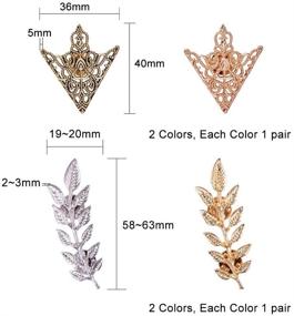 img 2 attached to 📌 PH PandaHall 8pcs Triangle/Leaf Shape Alloy Brooches with Hollow Pattern, Unisex Shirt Collar Brooch Set in 4 Colors: Antique Bronze, Golden, Silver, Rose Gold