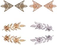 📌 ph pandahall 8pcs triangle/leaf shape alloy brooches with hollow pattern, unisex shirt collar brooch set in 4 colors: antique bronze, golden, silver, rose gold logo