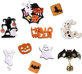 img 4 attached to 🎃 10pcs Adorable Enamel Halloween Cartoon Brooch Pins Set by MJartoria: Ghost, Bat, Pumpkin Designs for Backpacks, Clothing, Bags, Jackets