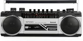 img 4 attached to Riptunes Cassette Boombox: Retro Bluetooth Player and Recorder with AM/FM/SW Radio, USB, SD - Silver