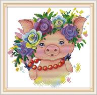 🐷 pretty pig 1: full range stamped cross stitch kits for beginners - 100% cotton diy embroidery starter kit logo