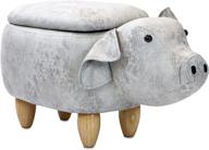 🐷 critter sitters 15-inch light gray pig storage ottoman - nursery, bedroom, playroom, and living room furniture and decor логотип