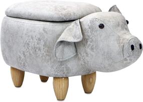 img 4 attached to 🐷 Critter Sitters 15-Inch Light Gray Pig Storage Ottoman - Nursery, Bedroom, Playroom, and Living Room Furniture and Decor