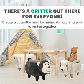 img 3 attached to 🐷 Critter Sitters 15-Inch Light Gray Pig Storage Ottoman - Nursery, Bedroom, Playroom, and Living Room Furniture and Decor